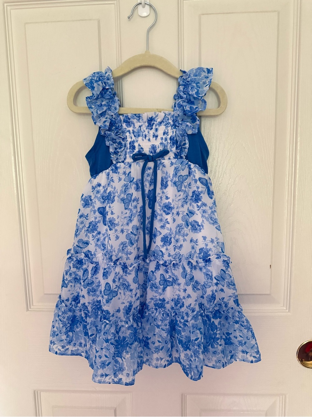Jona Michelle Blue & White Floral Ruffle Sundress 3T